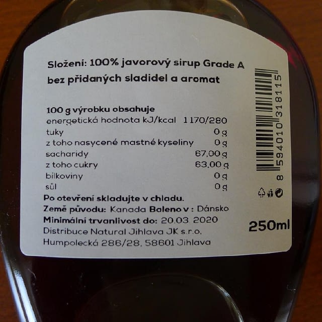 Javorový sirup 250ml